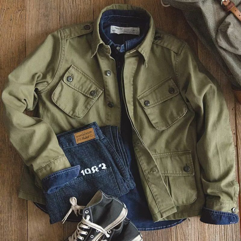 Retro Heavy Men's Cotton Washed Workwear Jacket