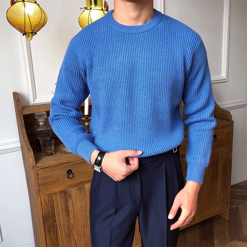 Men's Long Sleeve Casual Round Neck Sweater for Fall/Winter