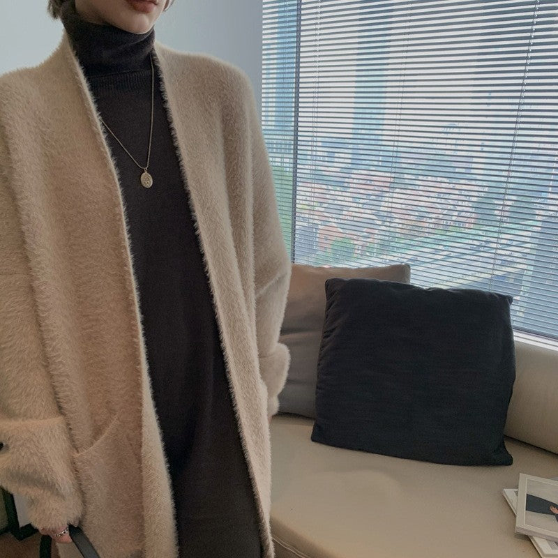 Mink Fleece Sweater Cardigan and Fur Coat