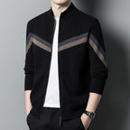 Men's Stand Collar Contrast Color Sweater for Autumn/Winter