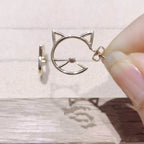 Gold Cat Outline Stud Earrings