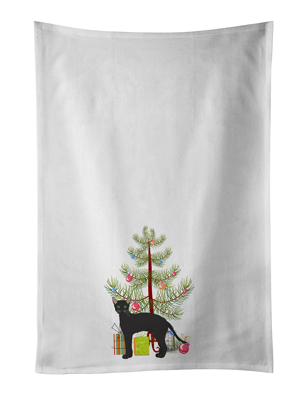 Black German Rex Cat Christmas Kitchen Towel Set of 2