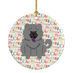 Merry Christmas Chow Chow Blue Ceramic Ornament