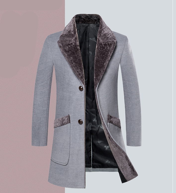 Slim Mid-Length Woolen Casual Coat