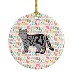 Scottish Straight Cat Christmas Ceramic Ornament