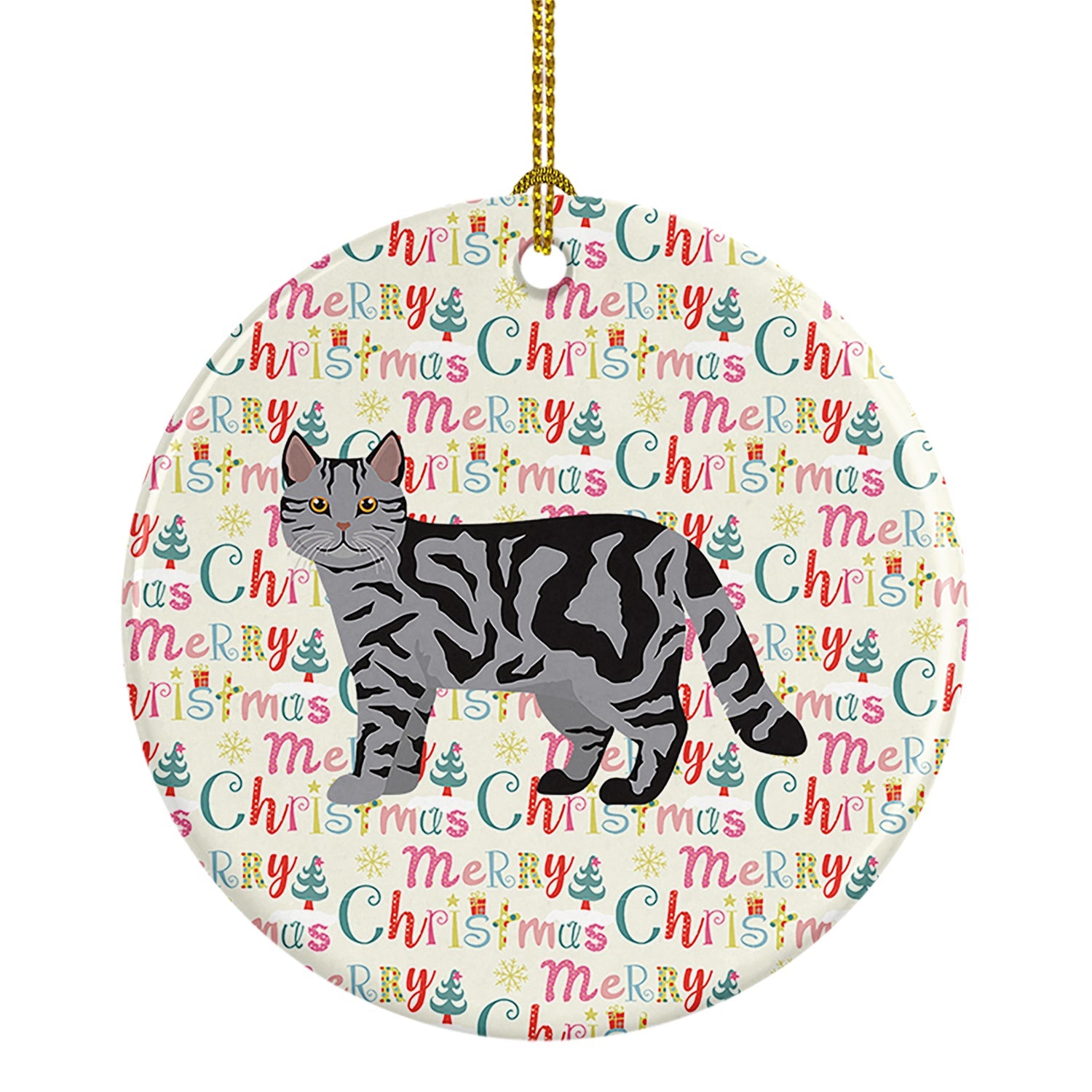 Scottish Straight Cat Christmas Ceramic Ornament