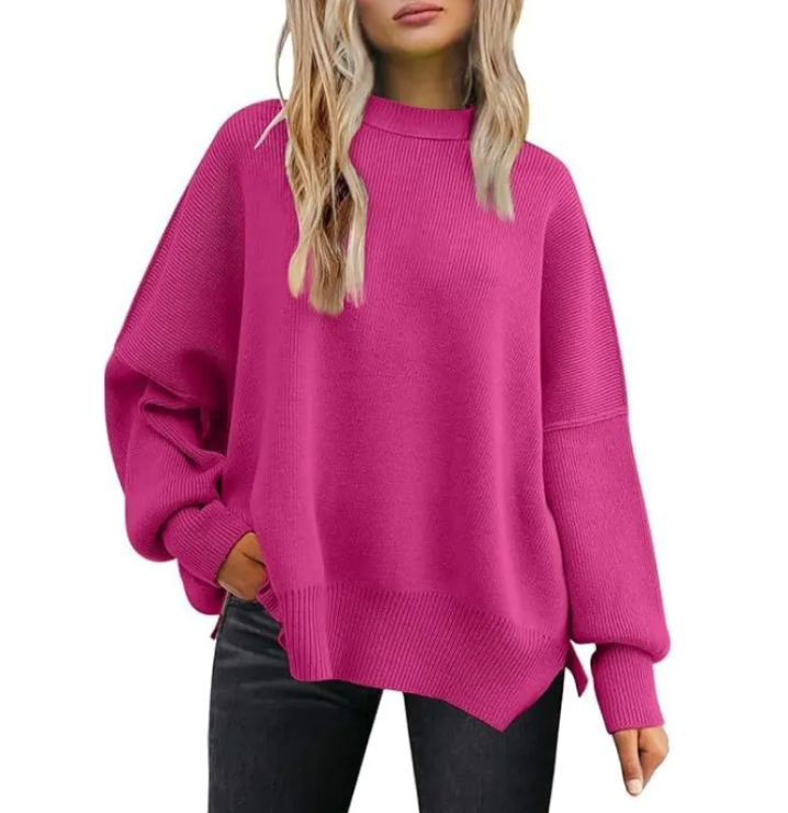 Women's Cozy Knitted Pullover with Side Slit – Chic & Comfortable | Streetwear