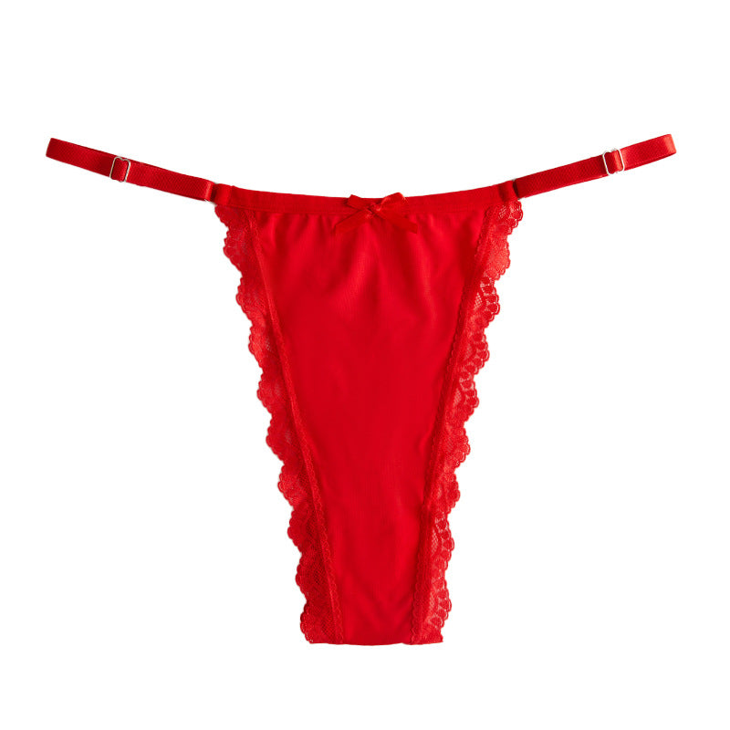 Multicolor Adjustable Lace Bow Thong Underwear