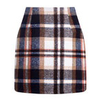 High-Waisted Plaid Wool Mini Pencil Skirt