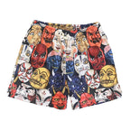 Men's Japanese Mask Print Mesh Shorts