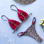 Leopard Print Triangle String Bikini Set