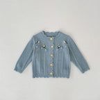 Embroidered Flower Toddler Sweater Jacket Set