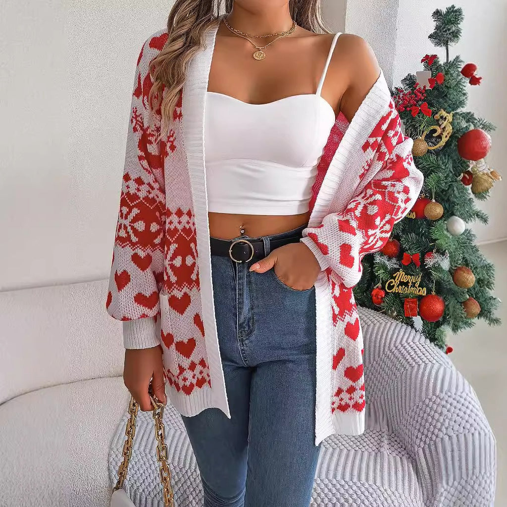 Women's Christmas Reindeer Cardigan Sweater