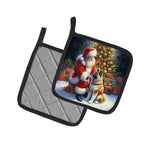 Akita and Santa Claus Pair of Pot Holders