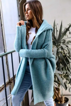 Hooded Patchwork Knit Sweater