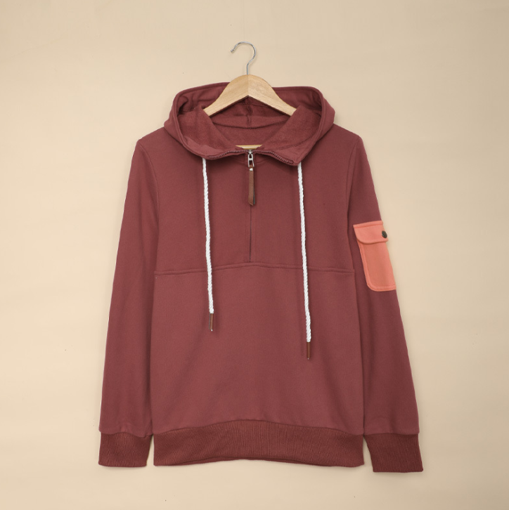 Women's Casual Long-sleeved Hooded Sweater in Pure Color
