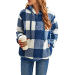 Women's Plaid Long-sleeved Hooded Plush Sweater