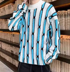 Men's Jacquard Sweater with Contrast Stripes