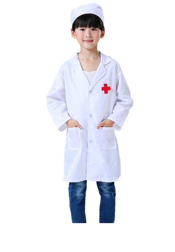 Kids Nurse Costume with White Coat (One Piece)