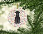 Merry Christmas Standard Schnauzer Black Ceramic Ornament