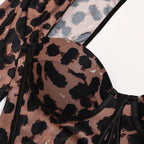 Autumn Leopard Print Push-Up Long-Sleeve Bodysuit