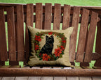 German Spitz Christmas Flowers Throw Pillow