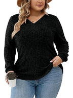 Plus Size Women's V-Neck Sweater - Fall/Winter 2023