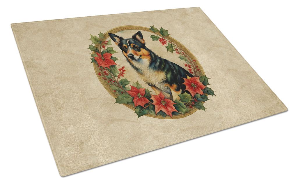 Lancashire Heeler Christmas Flowers Glass Cutting Board