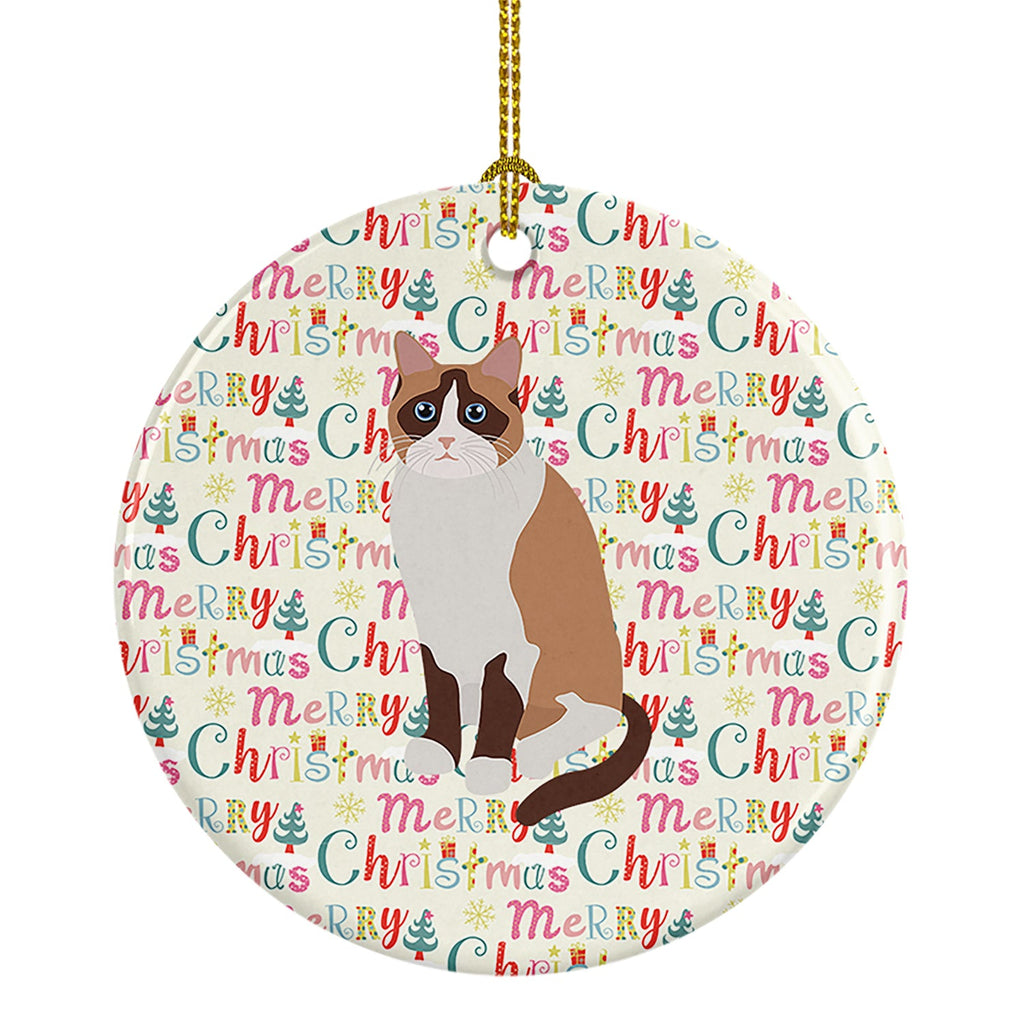 Snowshoe Cat Christmas Ceramic Ornament