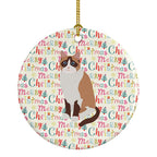 Snowshoe Cat Christmas Ceramic Ornament
