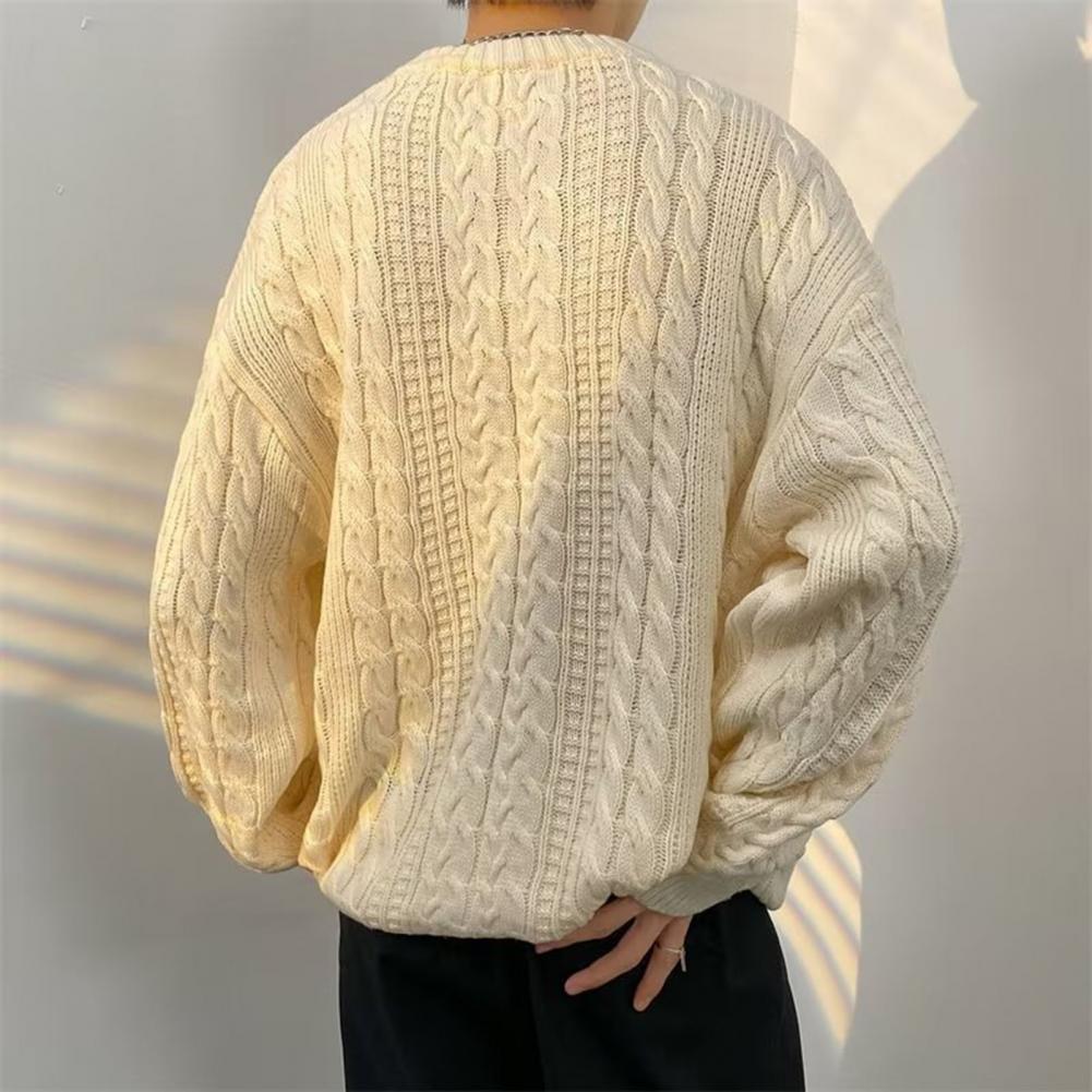 Korean Knitted Pullover Sweater for Men in Solid Color | Streetwear