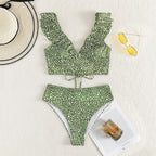 2024 Women's Fashion Ruffled Bikini Swimsuit Set