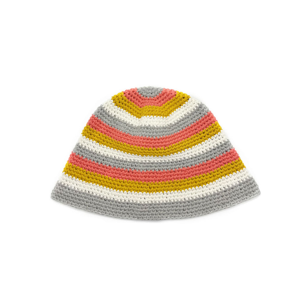 Mixed Color Stripe Wool Bucket Hat | Embroidered Cap