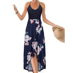 Summer V-Neck Color-Block Backless Dress
