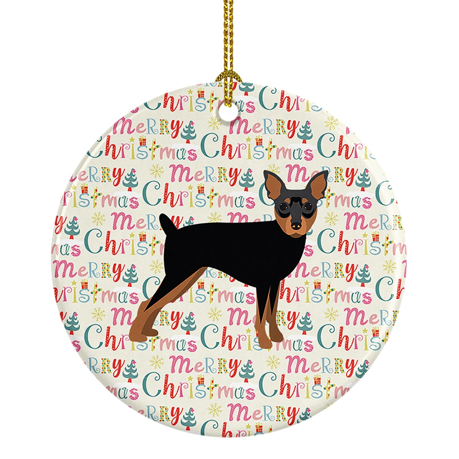 Miniature Pinscher Merry Christmas Ceramic Ornament