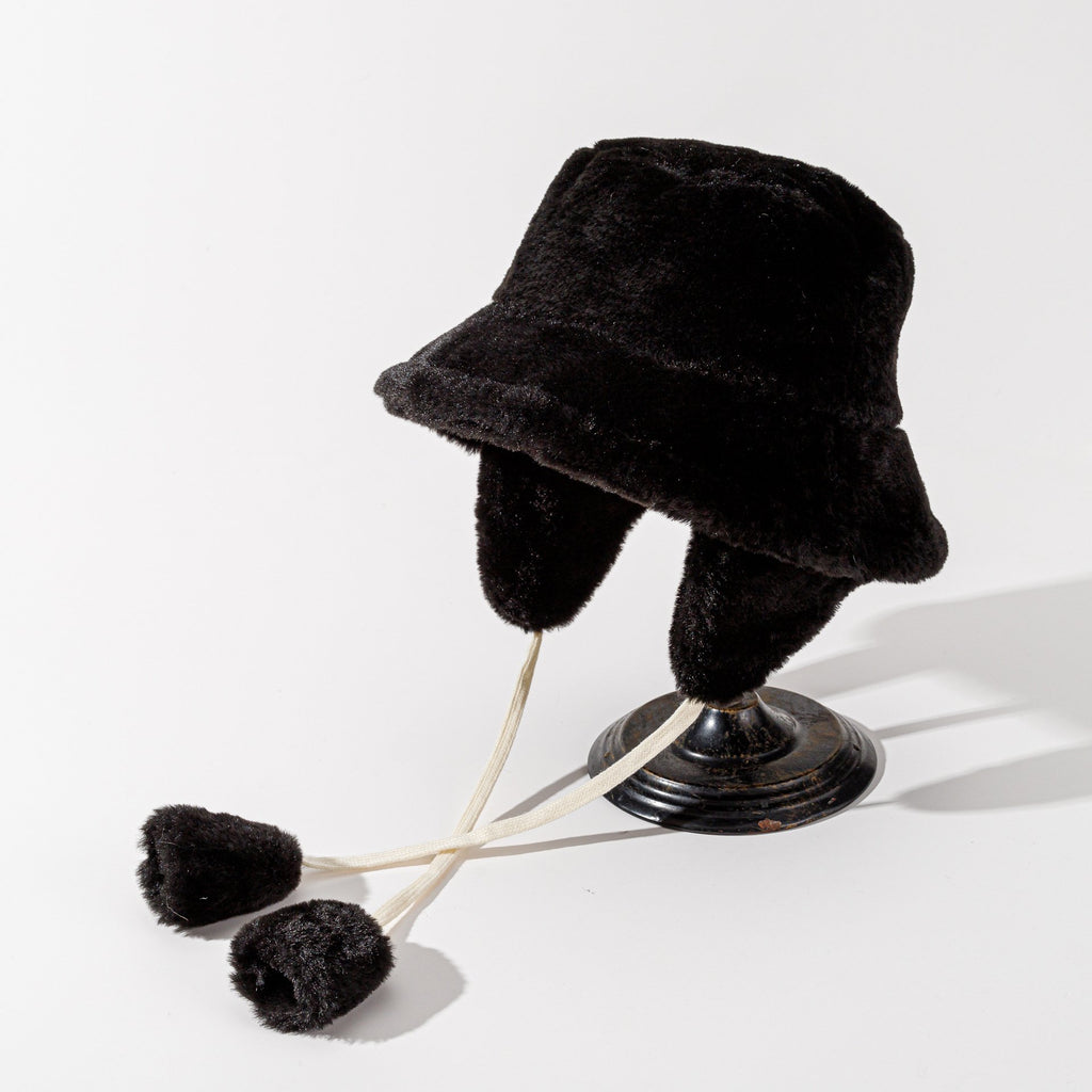 Plush Women's Fleece Lined Earmuffs Hat for Cold Weather | Embroidered Cap