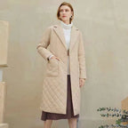 Mid-Length Slim Silver Warm Cotton Coat for Women