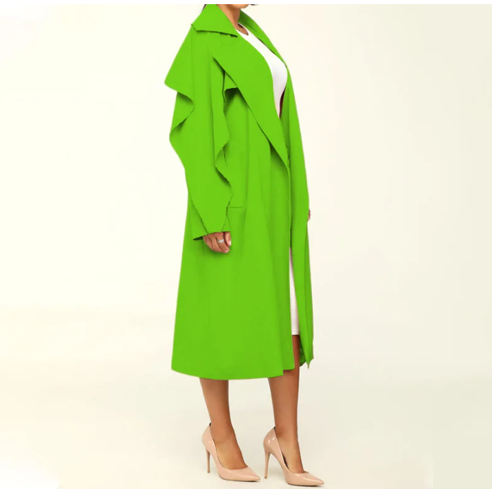 Women's Stylish Mid-Length Solid Color Polo Coat