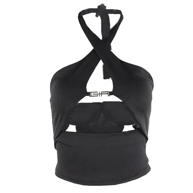 Spring Sexy Hollow Cross Backless Bodycon Tank Top