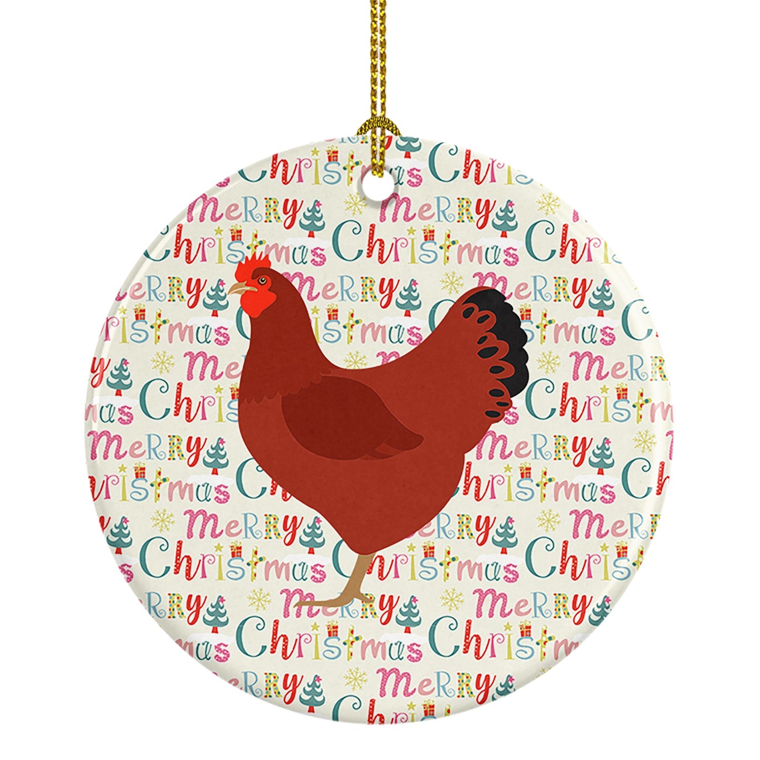 New Hampshire Red Chicken Christmas Ceramic Ornament
