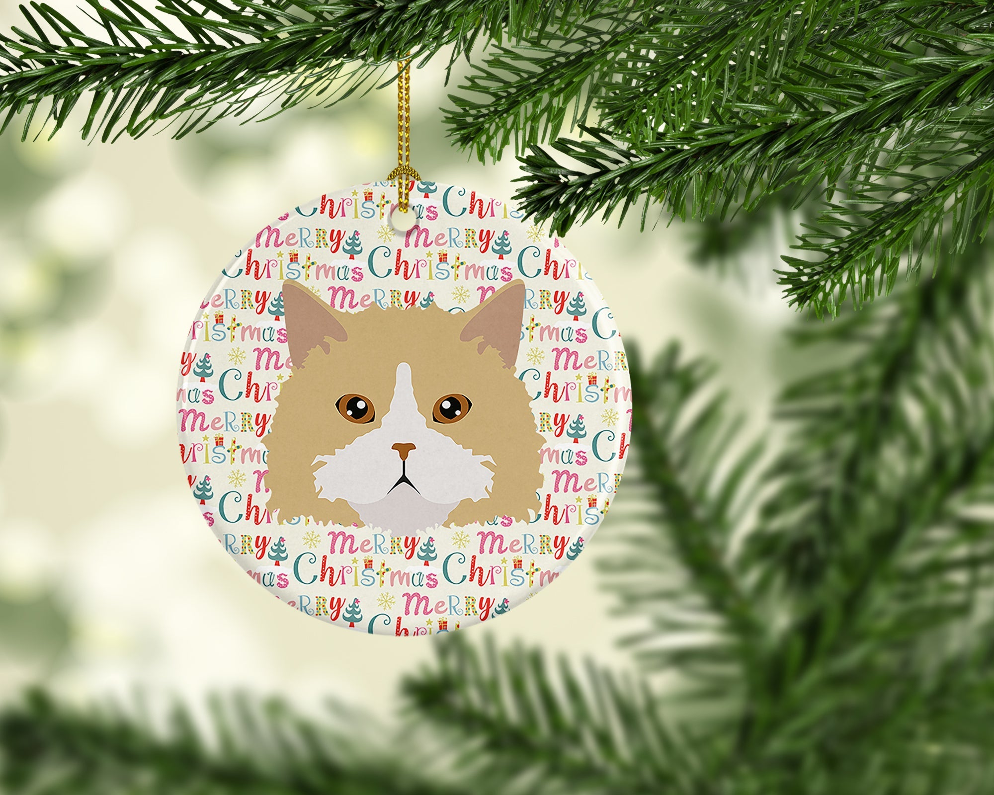Oregon Rex Cat Christmas Ceramic Ornament