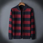 Striped Stand-up Collar Men's Jacket and Sweater