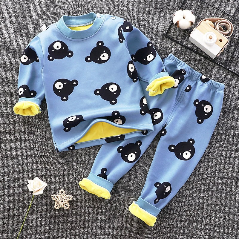 Children's Fleece-Lined Thermal Underwear Set