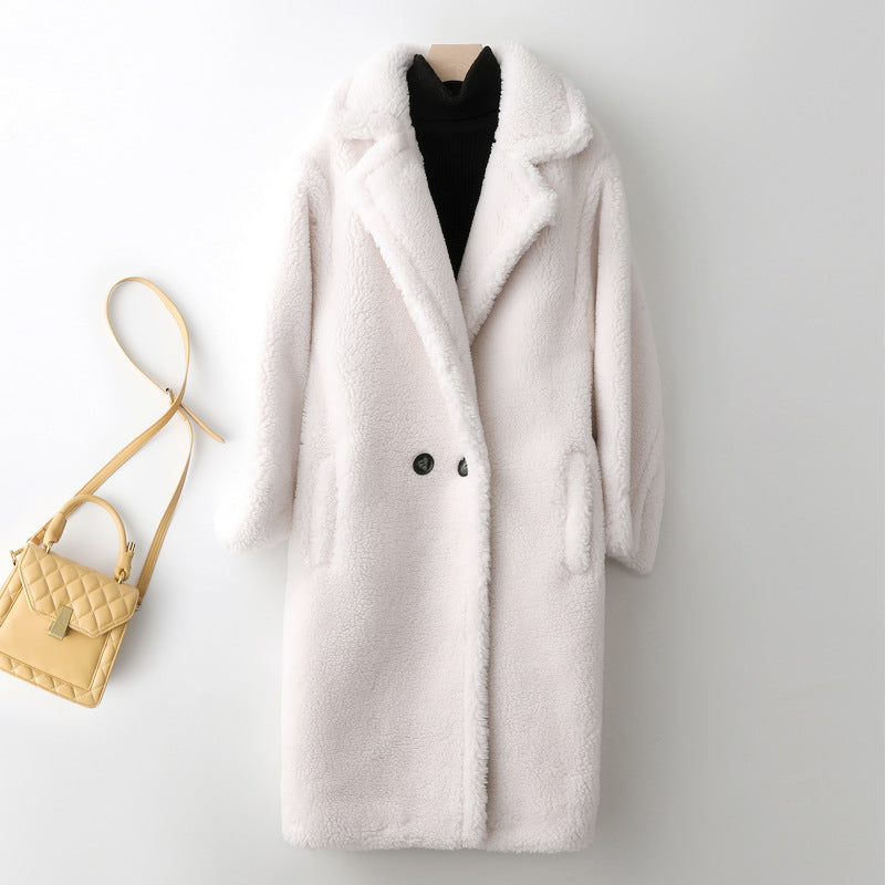 Granule Sheep Shearing Women's Long Teddy Fur Coat