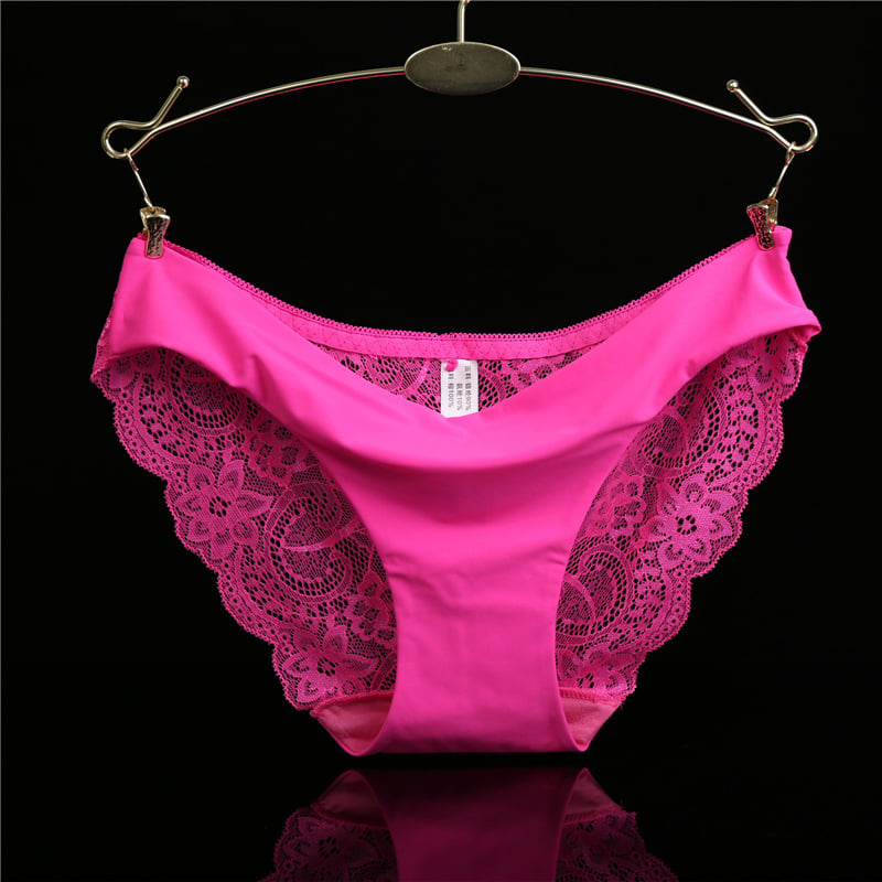 Solid Color Seamless Lace Panties for Women