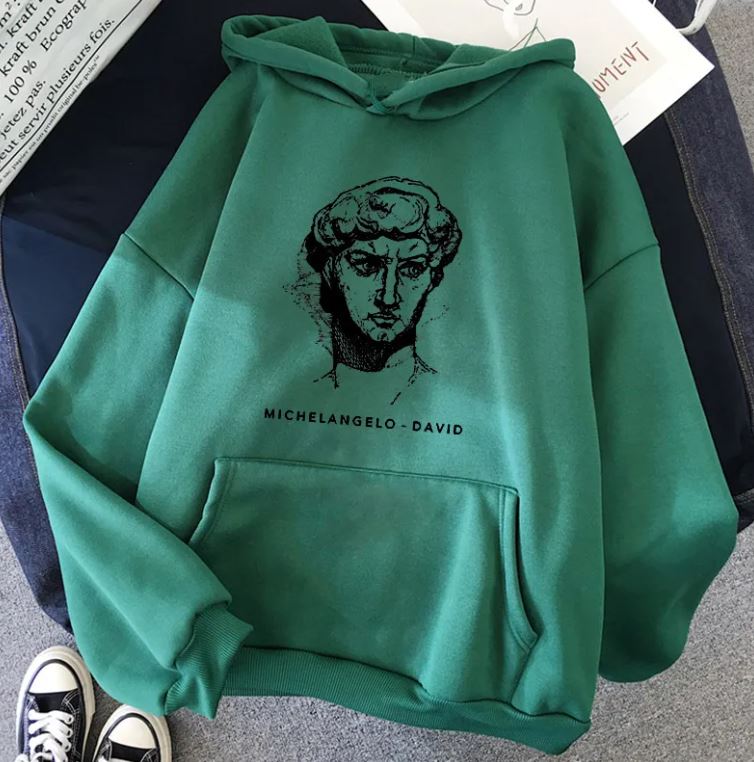 New Michelangelo King David Long Sleeve Fleece Candy Color Hoodie | Streetwear