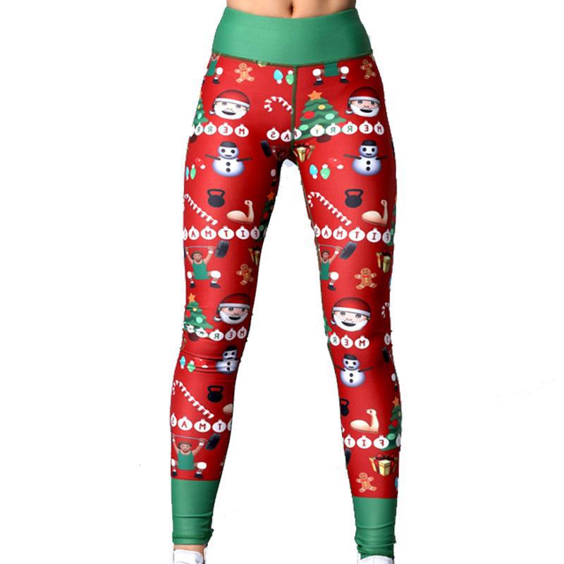 Christmas Print Yoga Leggings for Sports and Fitness