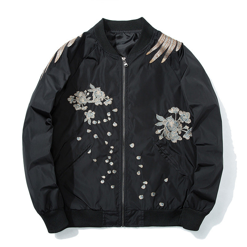 Spring Pilot Bomber Jacket with Bird Embroidery for All