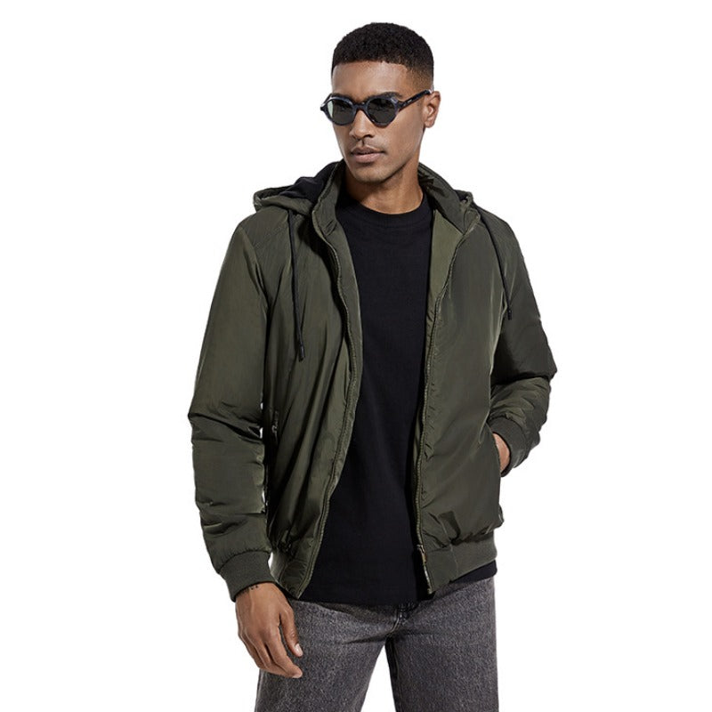 Men's Casual Thin Cotton Hooded Jacket - Large Size