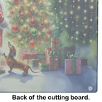 Dachshund and Santa Claus Glass Cutting Board